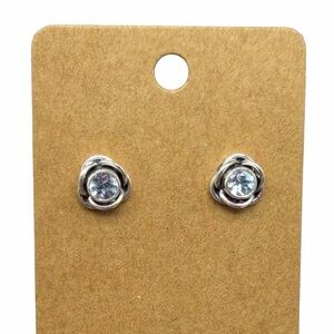 Blue Topaz Stud Earrings Solid 925 Sterling Silver Rose Flower Post Back